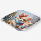Niedliches Weihnachts-Corgis-Urlaubserlebnis Pappteller (Gewinkelt)