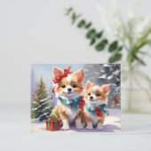 Niedliches Weihnachts-Corgis-Urlaubserlebnis Postkarte (Stehend Vorderseite)