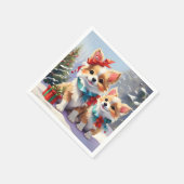 Niedliches Weihnachts-Corgis-Urlaubserlebnis Serviette (Ecke)