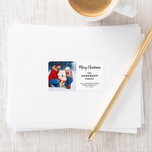 Niedliches Weihnachts-Custom-Foto Moderne Rücksend Adressaufkleber (Insitu)