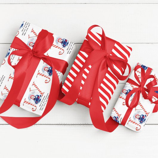 Niedliches Weihnachts-Foto Joy Typografy Custom Geschenkpapier Set