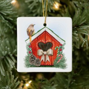 Niedliches Weihnachts-Geburtshaus Keramikornament