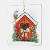 Niedliches Weihnachts-Geburtshaus Keramikornament (Links)