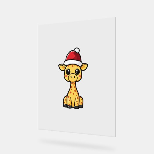 Niedliches Weihnachts-Giraffe-Comic Acrylschild (Winkel)