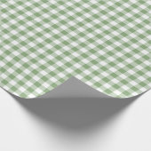 Niedliches Weihnachts-Grün/Weiß-Gingham-Muster Geschenkpapier (Ecke)