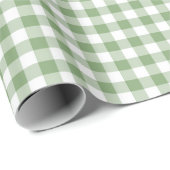 Niedliches Weihnachts-Grün/Weiß-Gingham-Muster Geschenkpapier (Rolleneckpunkt)