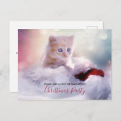 Niedliches Weihnachts-Kitten-Party laden Postkarte (Vorne/Hinten)