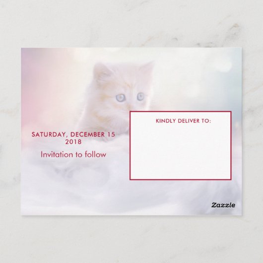Niedliches Weihnachts-Kitten-Party Save the Date Postkarte (Rückseite)