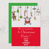 Niedliches Weihnachts-Party Einladung (Vorne/Hinten)