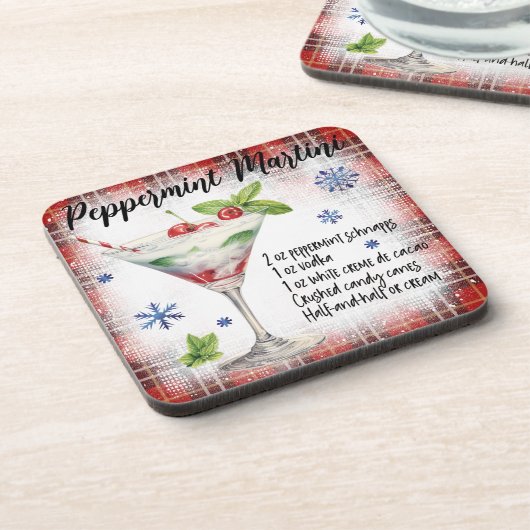 Niedliches Weihnachts Peppermint Martini Rezept Getränkeuntersetzer (Linke Seite)