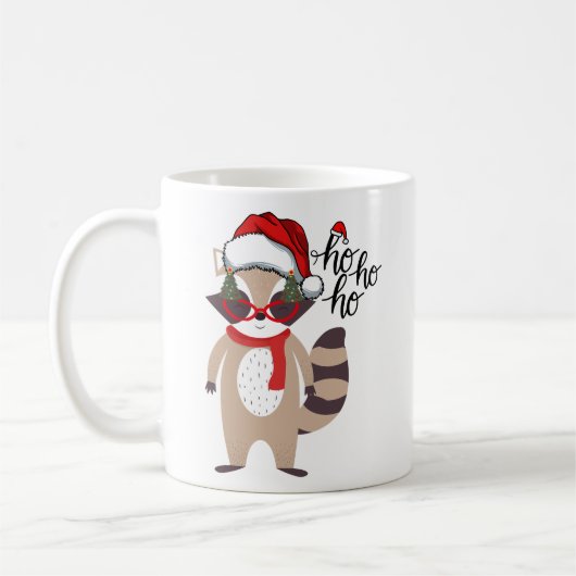 Niedliches Weihnachts-Raccoon-Geschenk Niedlicher  Kaffeetasse (Links)