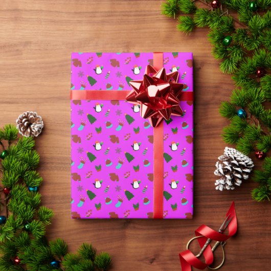 Niedliches Weihnachts-Rosa-Wrapping Papier Geschen Geschenkpapier (Feiertagsgeschenk)