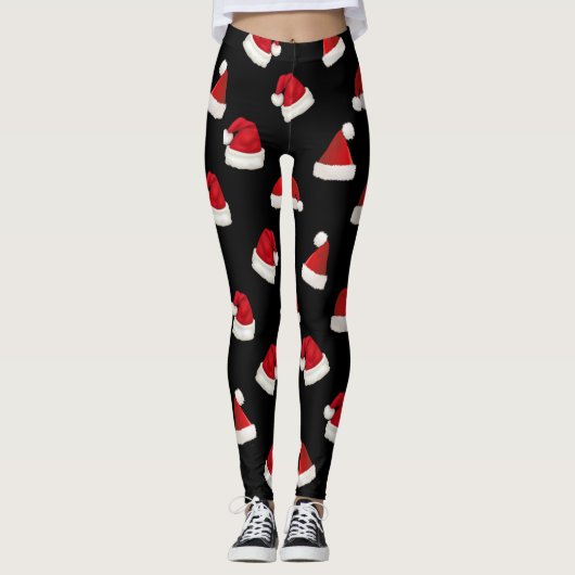 Niedliches Weihnachts-Rote Weihnachtsmannmütze-Mus Leggings (Vorderseite)