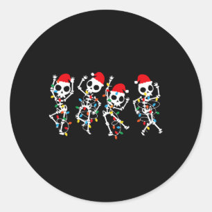 Niedliches Weihnachts-Skelett Tanzen Xmas T-Shirt Runder Aufkleber
