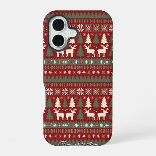 Niedliches Weihnachts-Sweater-Muster iPhone 16 Hülle