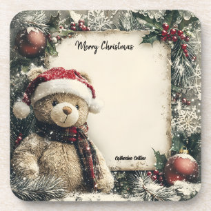 Niedliches Weihnachts-Teddybären-Illustrationsdesi Getränkeuntersetzer