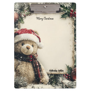 Niedliches Weihnachts-Teddybären-Illustrationsdesi Klemmbrett