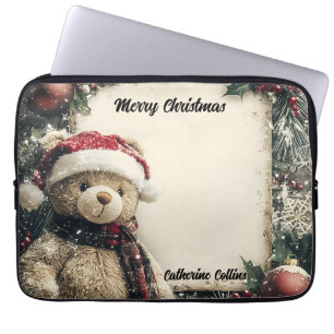 Niedliches Weihnachts-Teddybären-Illustrationsdesi Laptopschutzhülle