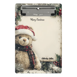 Niedliches Weihnachts-Teddybären-Illustrationsdesi Mini Klemmbrett