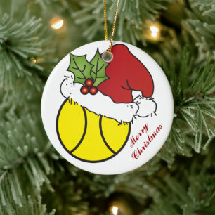 Niedliches Weihnachts-Tennisdesign Keramik Ornament