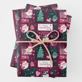 Niedliches Weihnachts-Weihnachtsbild Geschenkpapier Set