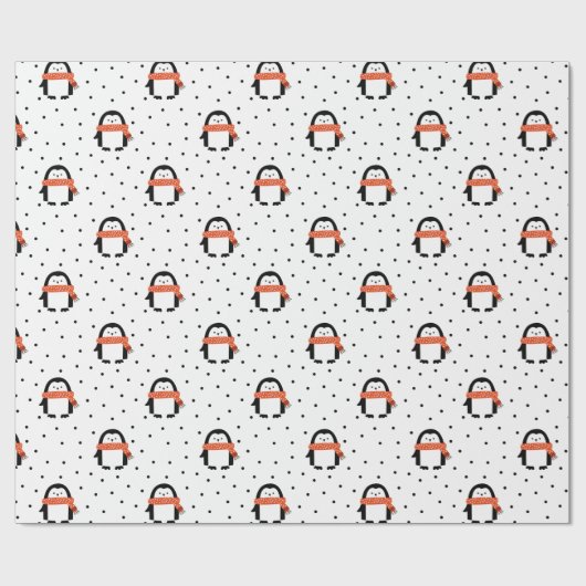 Niedliches Weihnachts-Winterpinguin-Wrapping-Papie Geschenkpapier (Flach)