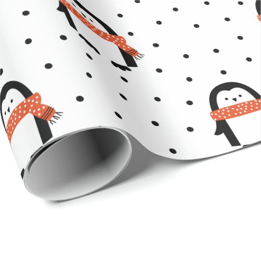 Niedliches Weihnachts-Winterpinguin-Wrapping-Papie Geschenkpapier (Rolleneckpunkt)