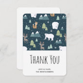 Niedliches Weihnachts-Wintertiermuster Dankeskarte (Vorne/Hinten)