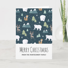Niedliches Weihnachts-Wintertiermuster Karte