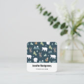 Niedliches Weihnachts-Wintertiermuster Quadratische Visitenkarte (Stehend Vorderseite)