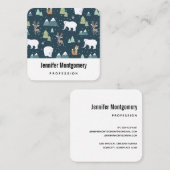 Niedliches Weihnachts-Wintertiermuster Quadratische Visitenkarte (Vorne/Hinten)