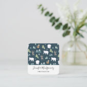 Niedliches Weihnachts-Wintertiermuster Quadratische Visitenkarte (Stehend Vorderseite)