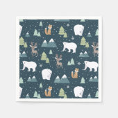 Niedliches Weihnachts-Wintertiermuster Serviette (Vorderseite)