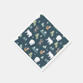 Niedliches Weihnachts-Wintertiermuster Serviette (Ecke)