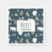 Niedliches Weihnachts-Wintertiermuster Serviette (Vorderseite)