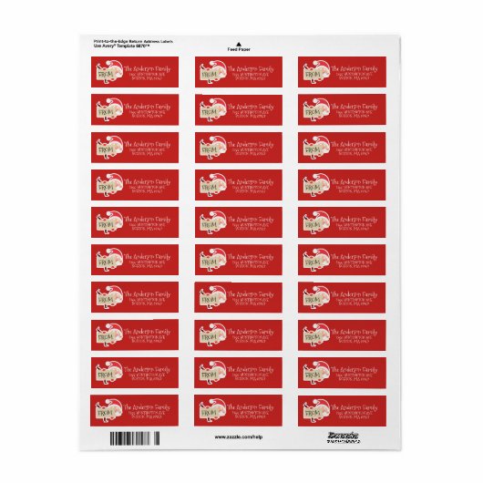 Niedliches Weihnachtsadressen-Etikett (Vorne)