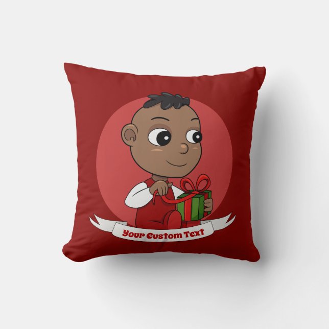 Niedliches Weihnachtsbaby Cartoon Throw Kissen (Vorderseite)