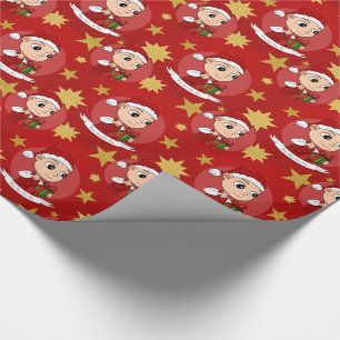 Niedliches Weihnachtsbaby Cartoon Wrapper Geschenkpapier
