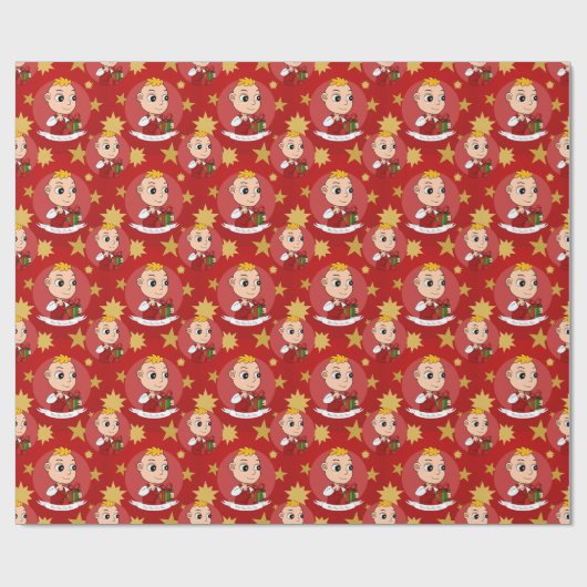 Niedliches Weihnachtsbaby Cartoon Wrapper Geschenkpapier (Flach)