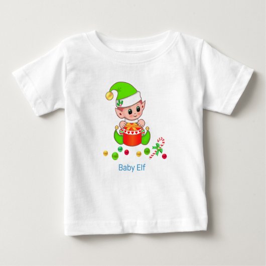 Niedliches Weihnachtsbaby Elf & Confetti Baby T-shirt (Vorderseite)