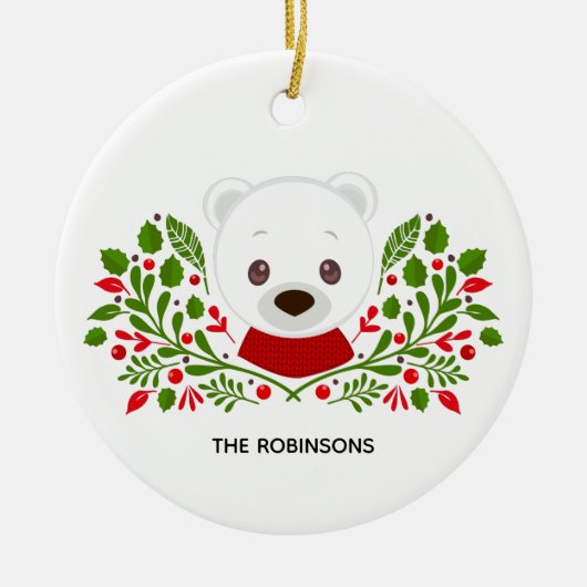 Niedliches Weihnachtsbär-Foto Keramik Ornament (Vorne)