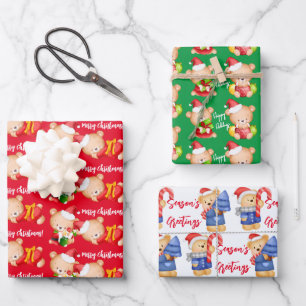Niedliches Weihnachtsbärengeschenk Geschenkpapier Set
