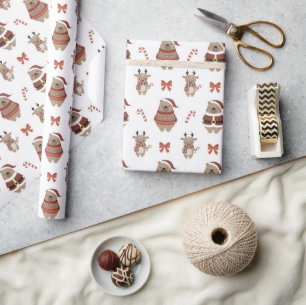 Niedliches Weihnachtsbärenpapier Geschenkpapier