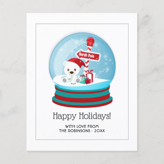 Niedliches Weihnachtsbärensschneeglobe-Foto Flyer (Vorne)