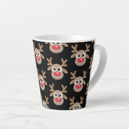 Niedliches Weihnachtsbaum Cartoon Pattern Schwarz Milchtasse