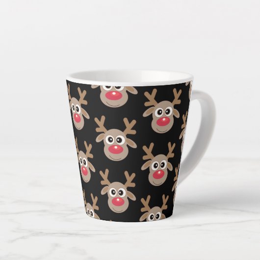 Niedliches Weihnachtsbaum Cartoon Pattern Schwarz Milchtasse (Rechte Ecke)