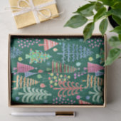 Niedliches Weihnachtsbaum Grünes Orangenmuster Seidenpapier (Geschenk)