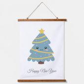 Niedliches Weihnachtsbaum-Hängeband Wandteppich Mit Holzrahmen (Vorderseite 2)
