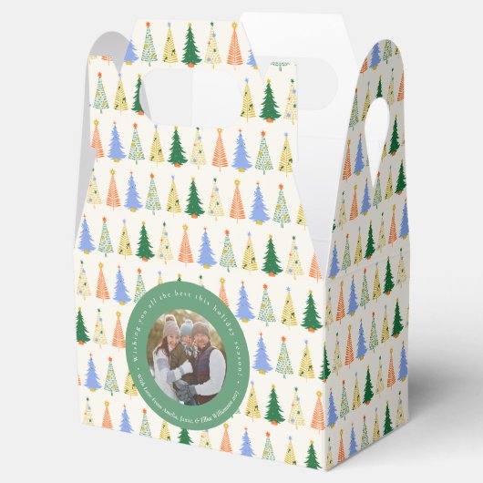 Niedliches Weihnachtsbaum Red Green Family Custom Geschenkschachtel (Geöffnet)