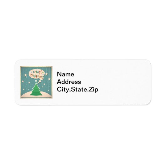 Niedliches Weihnachtsbaum Retro Look Address Label (Vorne)